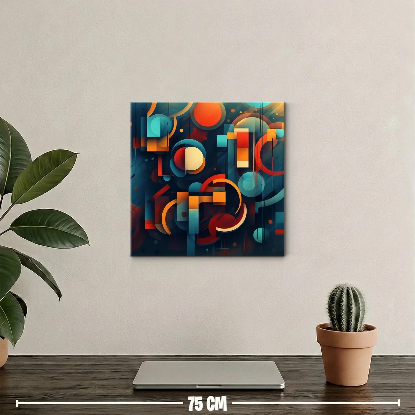 Composición geométrica en tonos cálidos y fríos contrastantes — miniatura 2