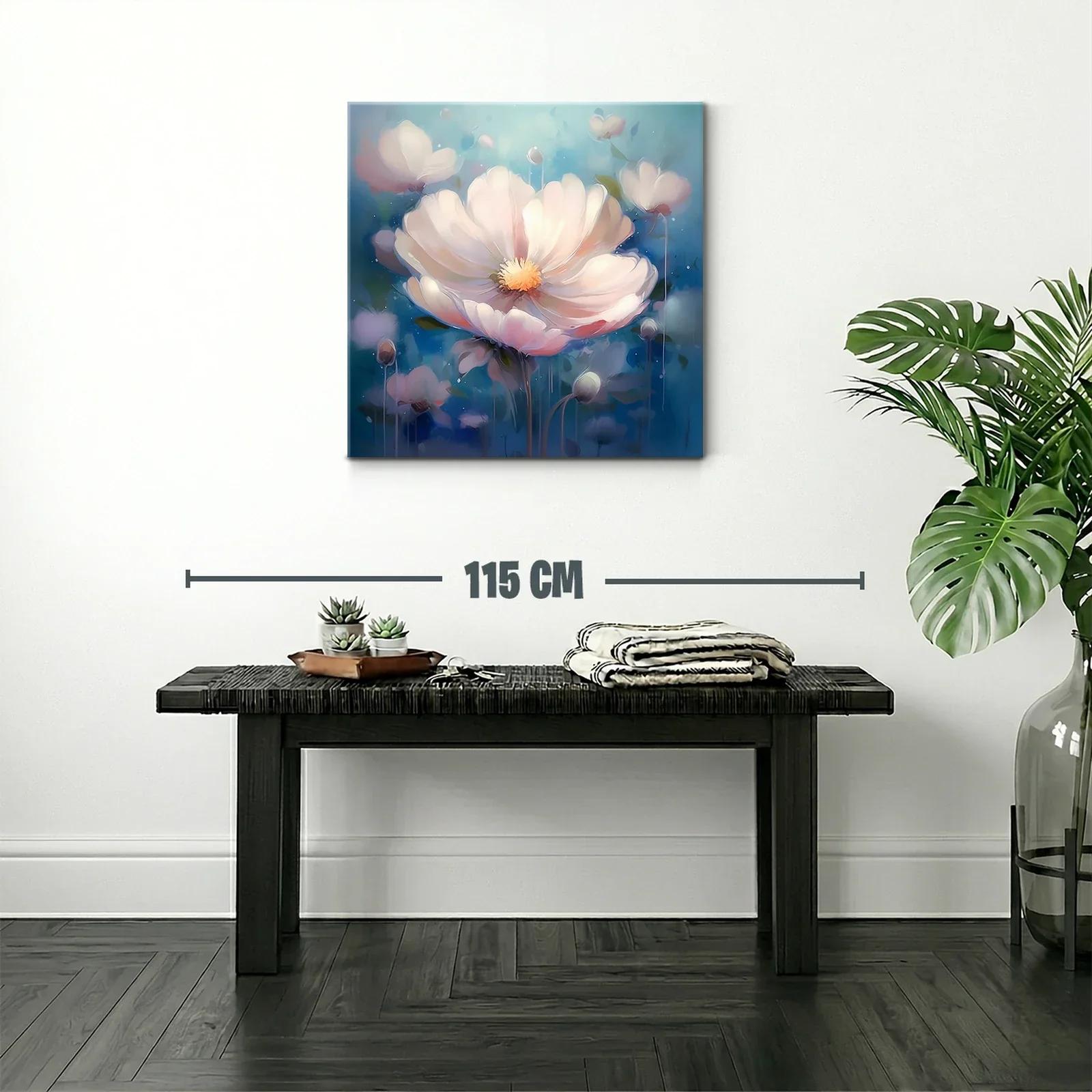 Cuadro floral etéreo con tonos suaves y azules — miniatura 2