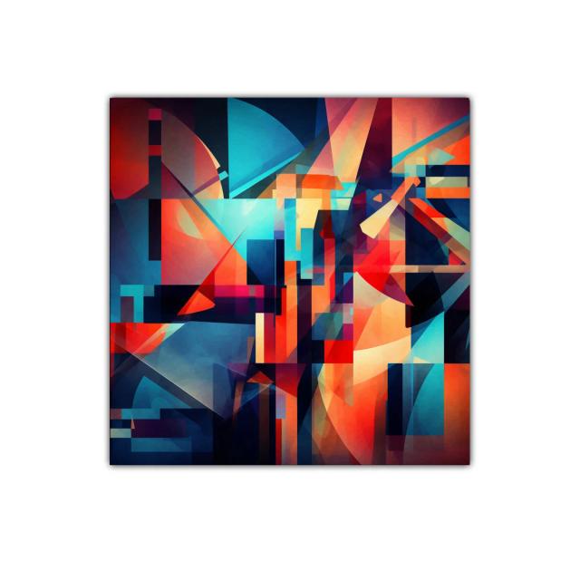 Composición abstracta con formas geométricas y colores vivos