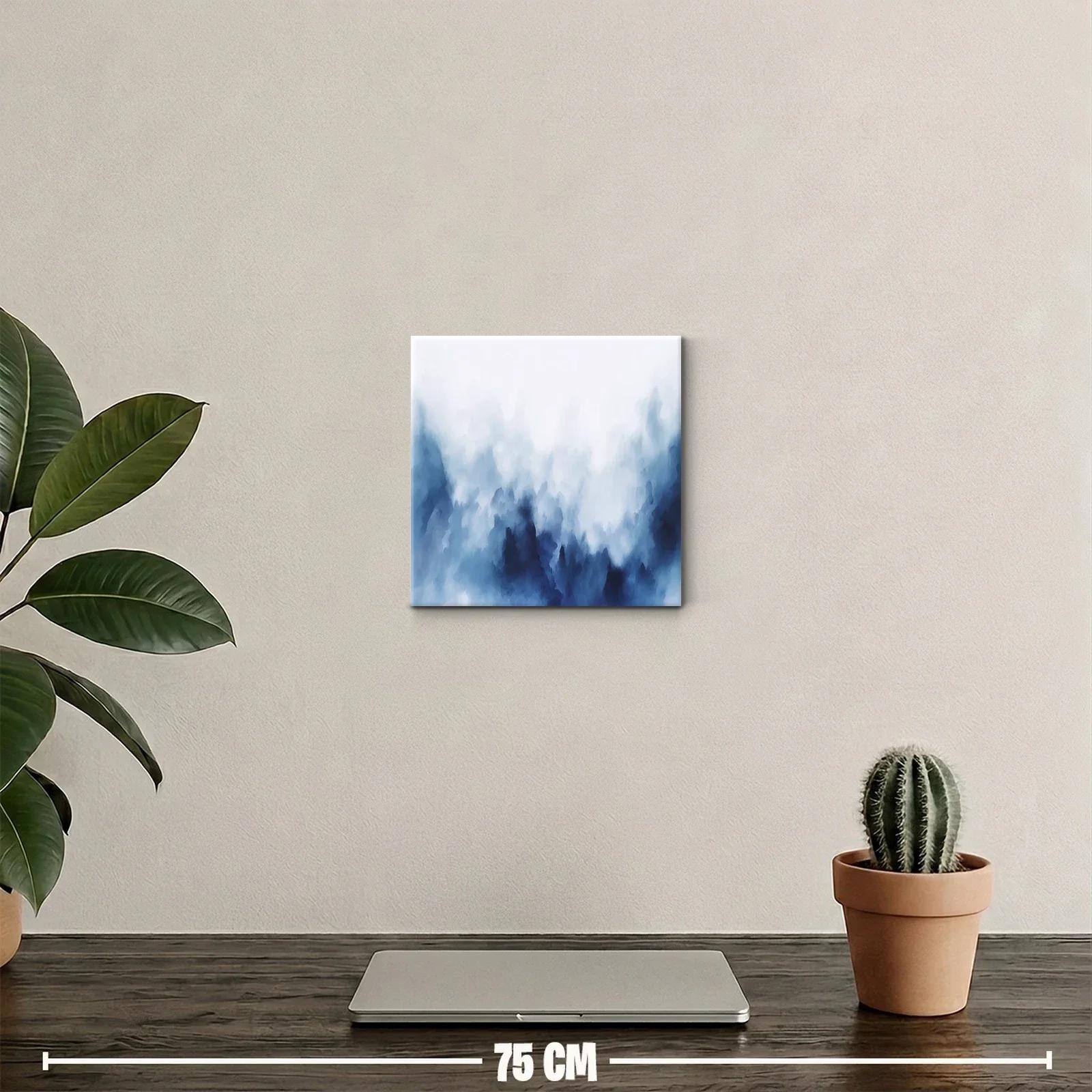 Cuadro abstracto en tonos azules y blanco para decoración moderna — miniatura 2