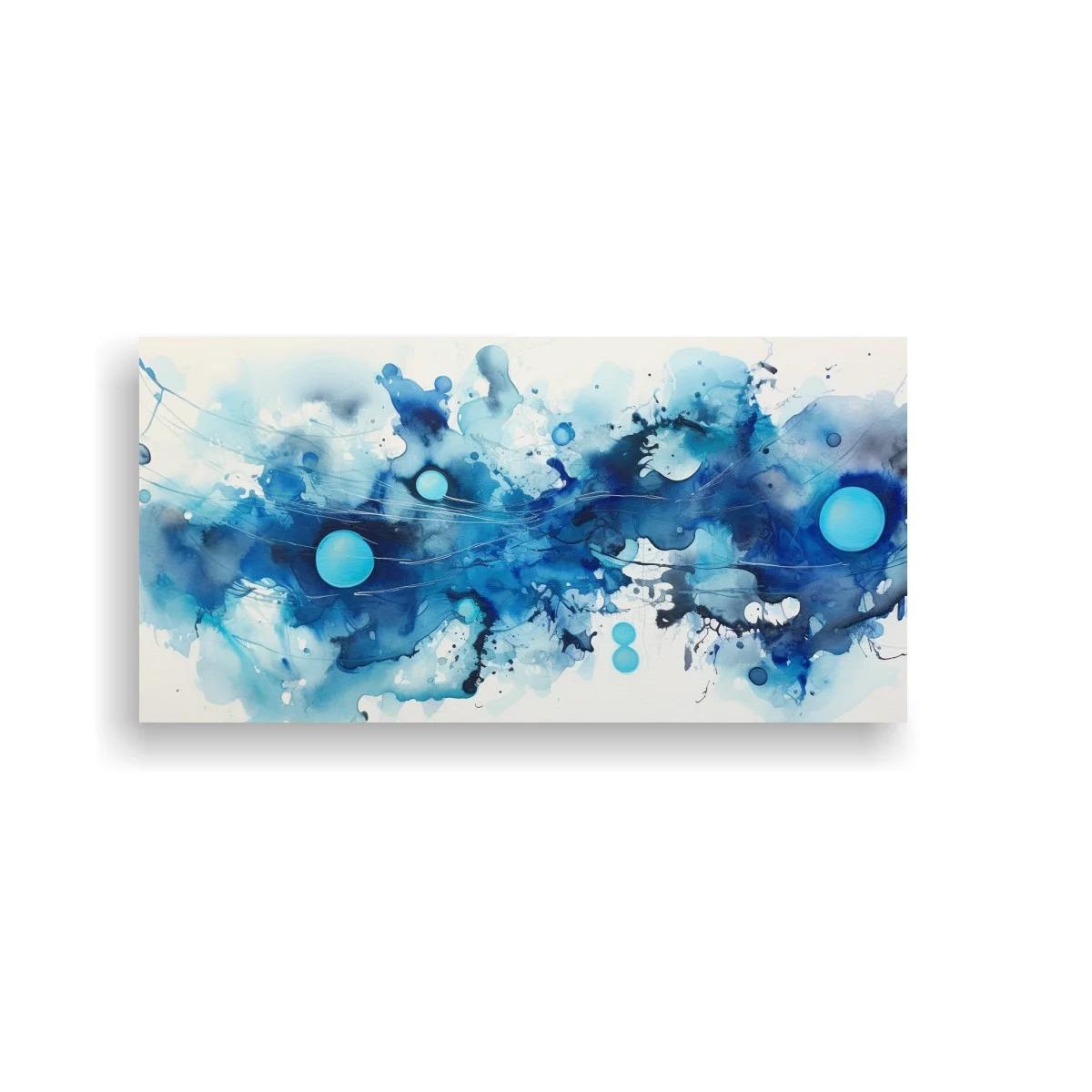 Cuadro mancha abstracta azul con velos turquesa