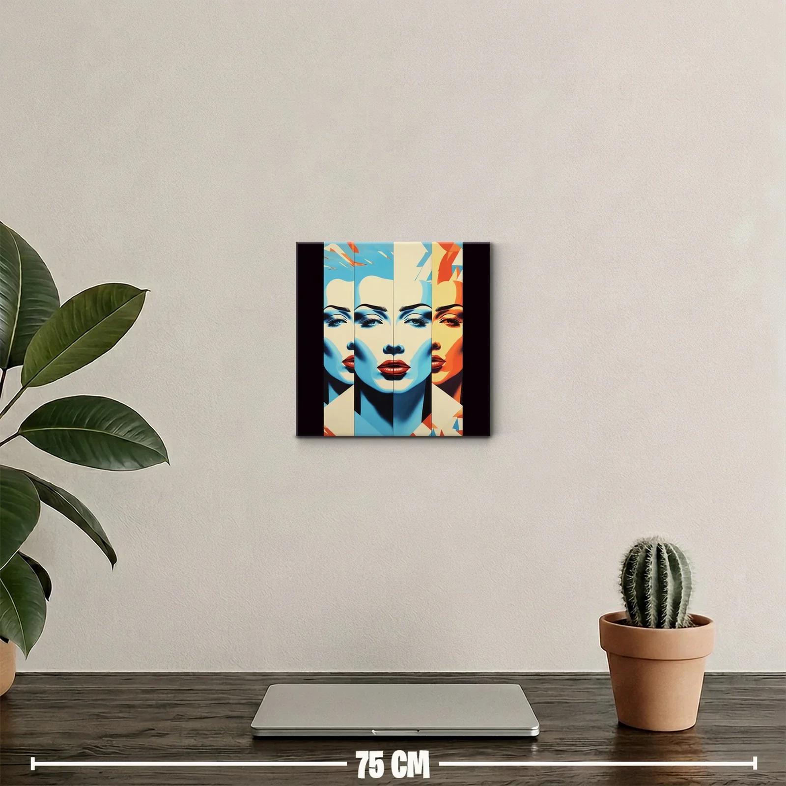 Retrato femenino vibrante en tonos cálidos y azules contrastantes — miniatura 2