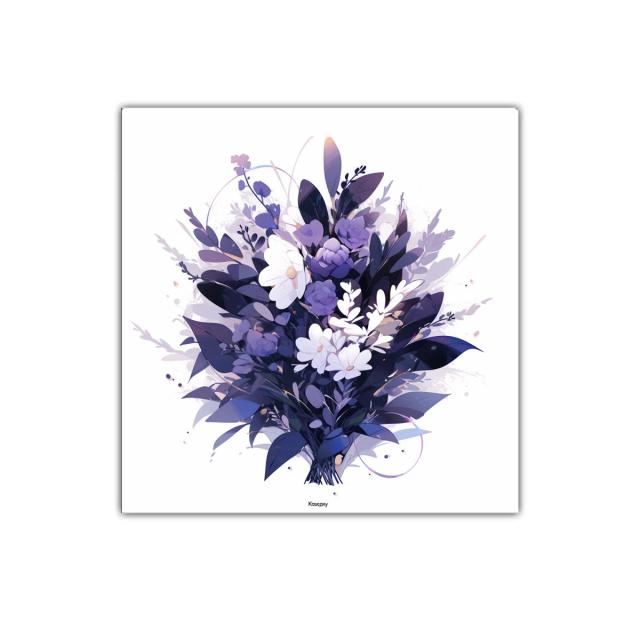 Elegante ramo floral en tonos violetas y blancos