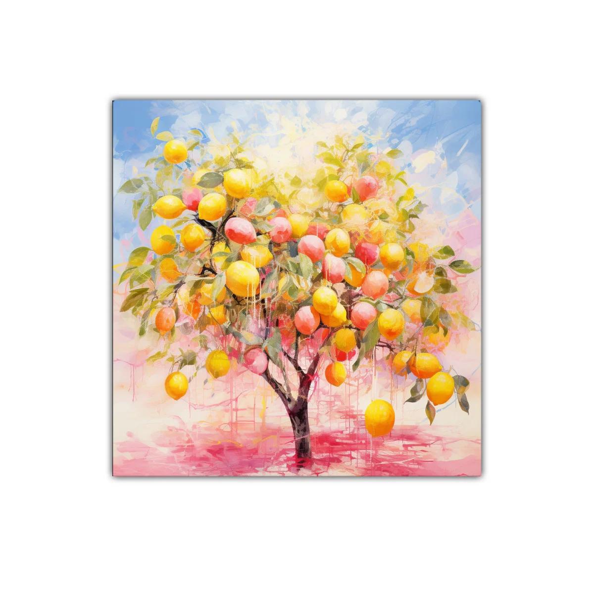 Árbol colorido con frutos en tonos amarillos y rosas suaves — miniatura 1