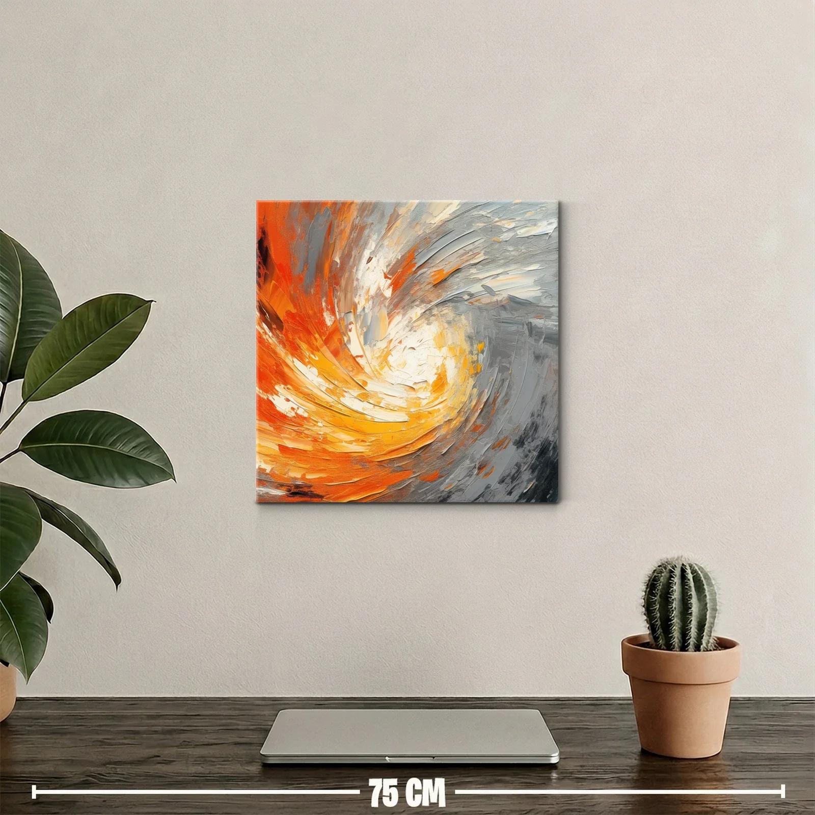 Cuadro abstracto con remolino en tonos cálidos y grises — miniatura 2