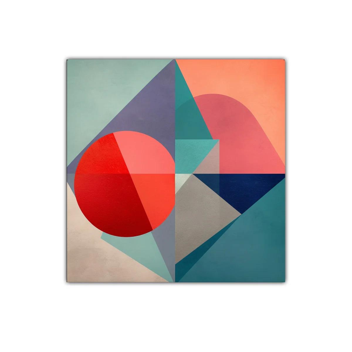 Composición geométrica vibrante con formas y colores contrastantes