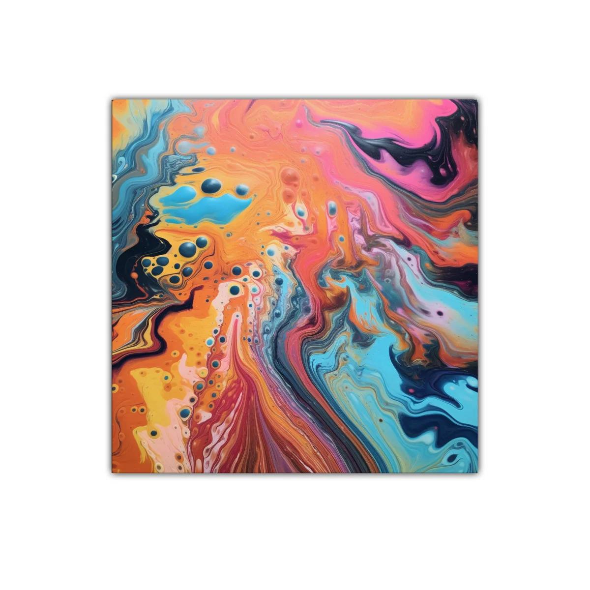 Cuadro abstracto con vibrantes tonos cálidos y fríos — imagen principal