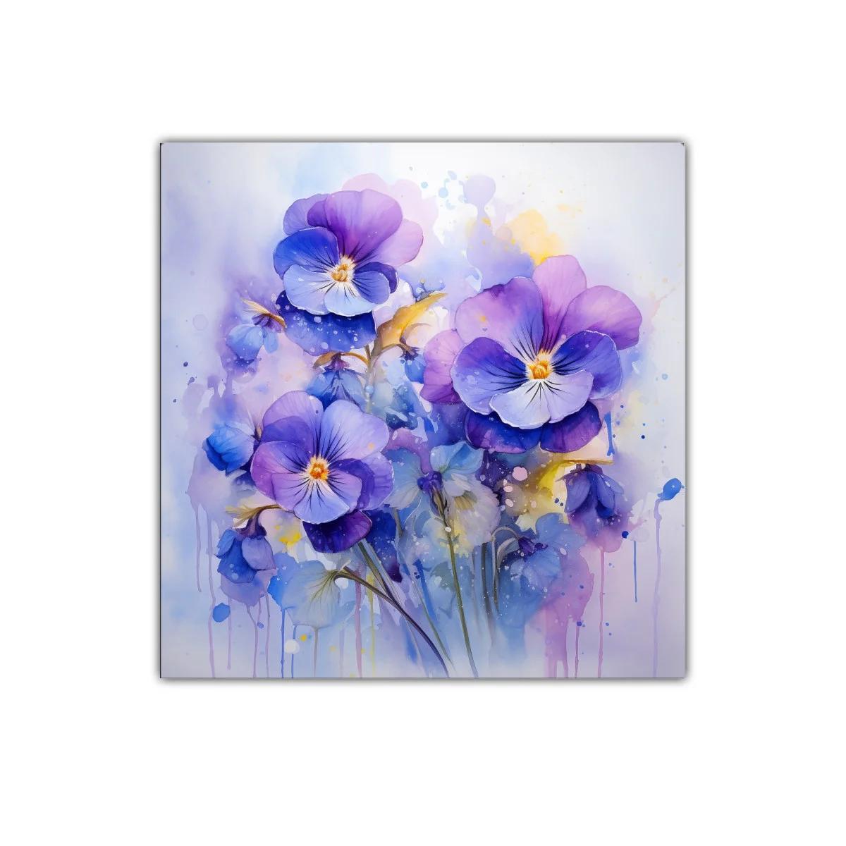 Cuadro decorativo con flores en tonos violetas y azules — imagen principal