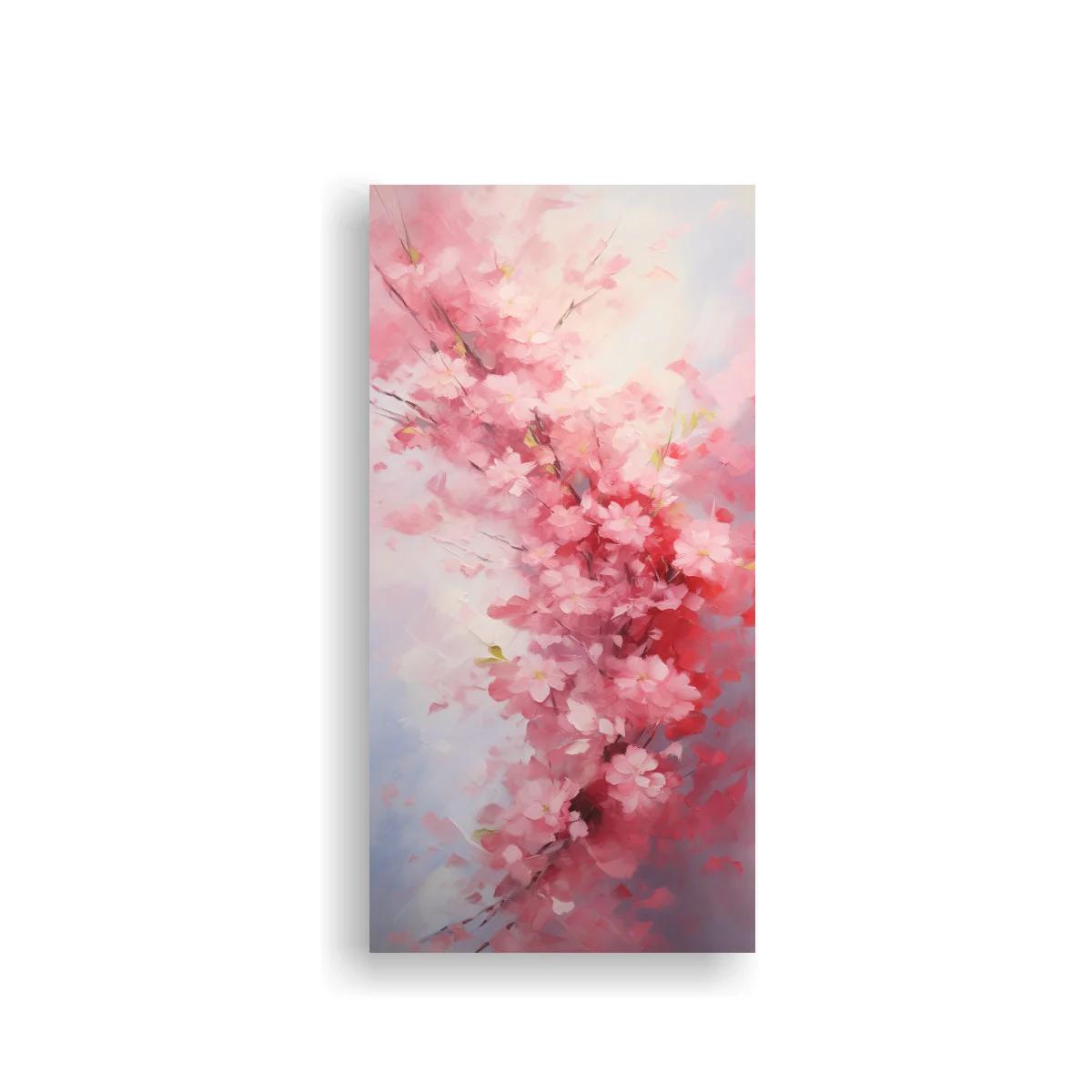 Cuadro flores rosadas en rama fina con fondo etéreo — imagen principal