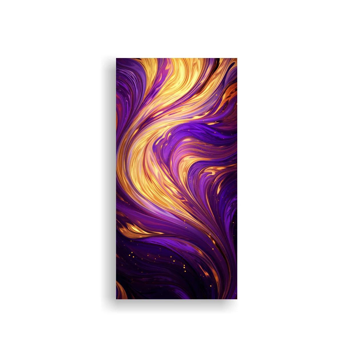 Cuadro remolino abstracto violeta y dorado