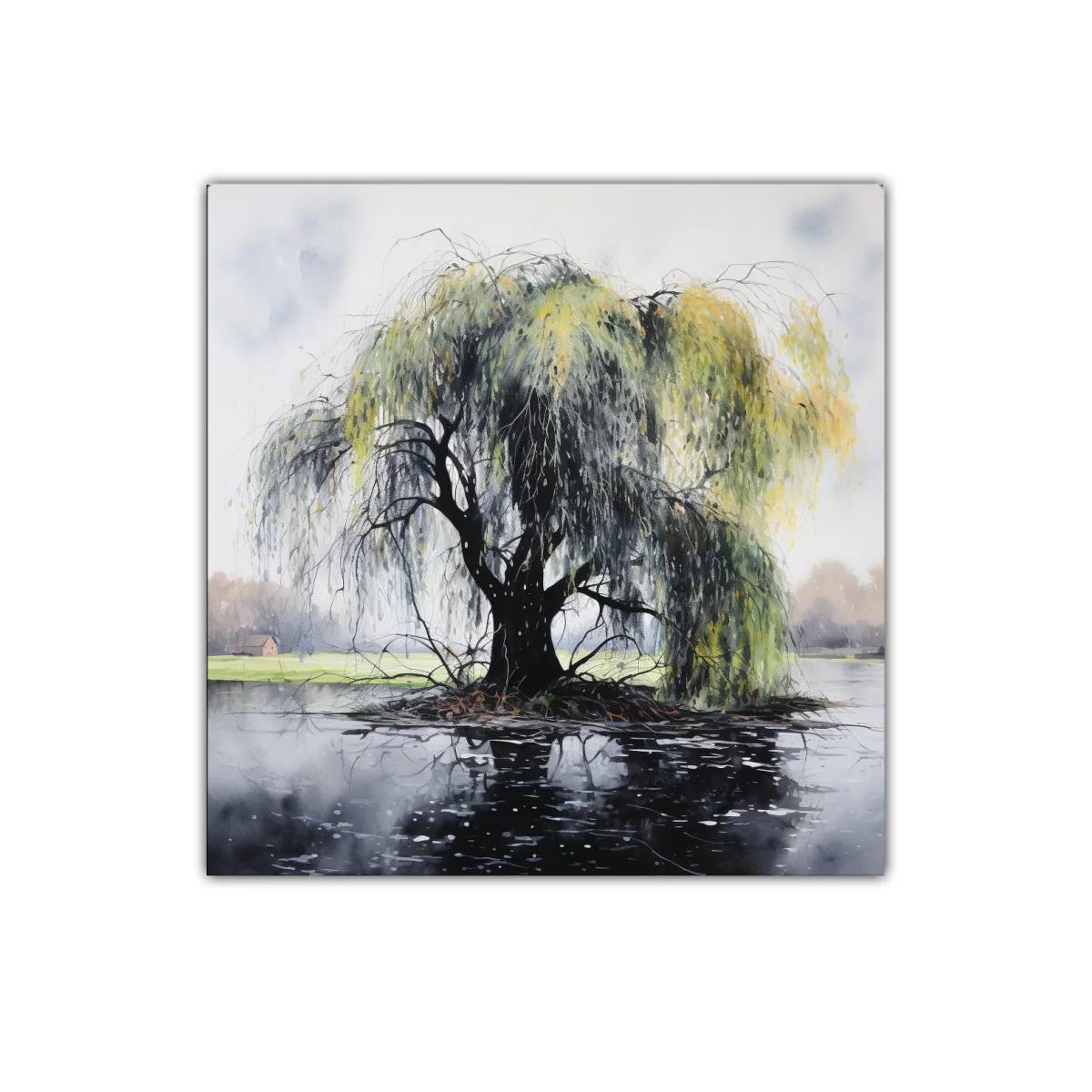 Árbol de Sauce Sobre Isla Reflejado en Lago — imagen principal