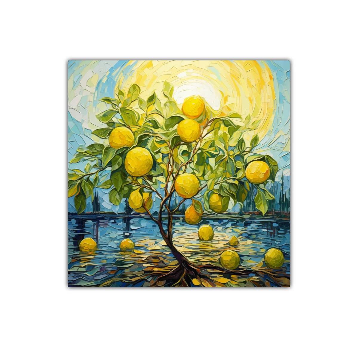 Cuadro decorativo con árbol de limones bajo sol radiante — miniatura 1