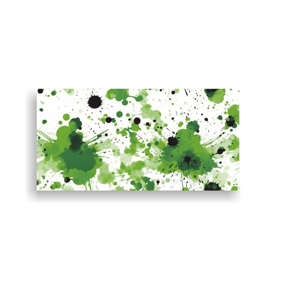 Cuadro salpicaduras de pintura verdes con gotas dispersas