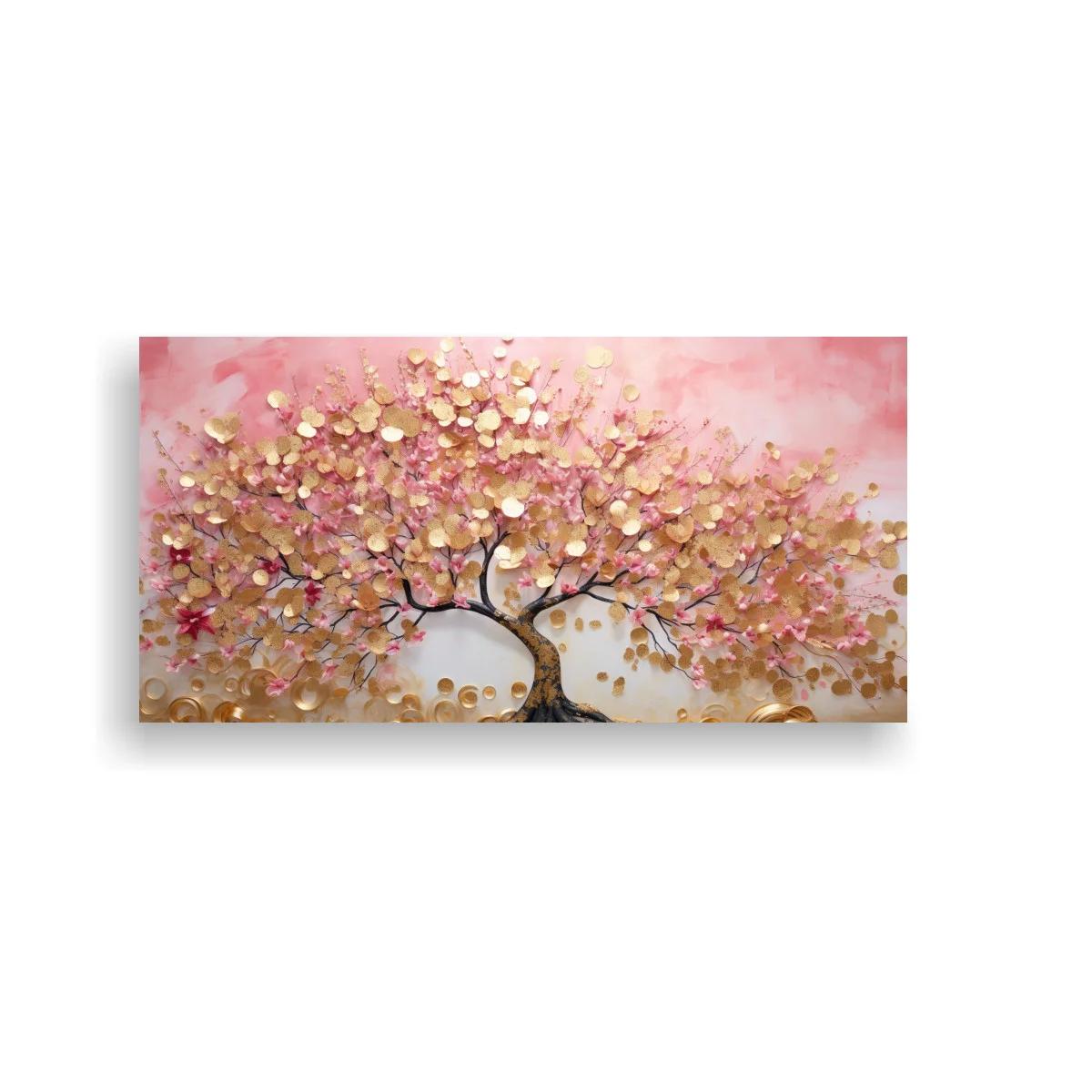 Cuadro árbol de la vida con ramas extendidas y tonos rosados — imagen principal
