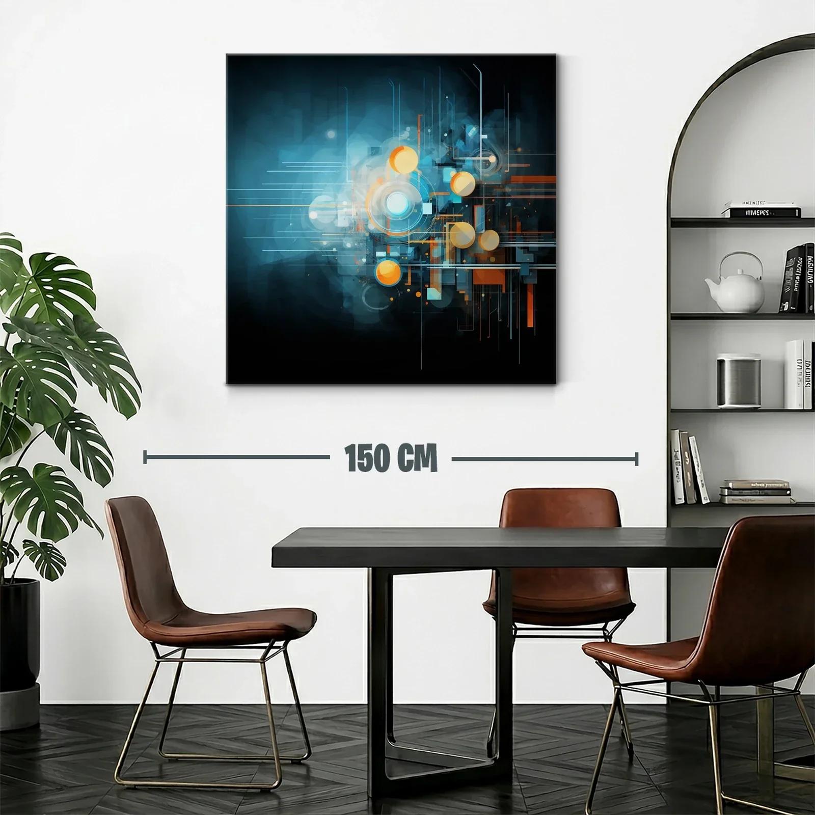 Composición abstracta futurista con tonos azules y naranjas — miniatura 2
