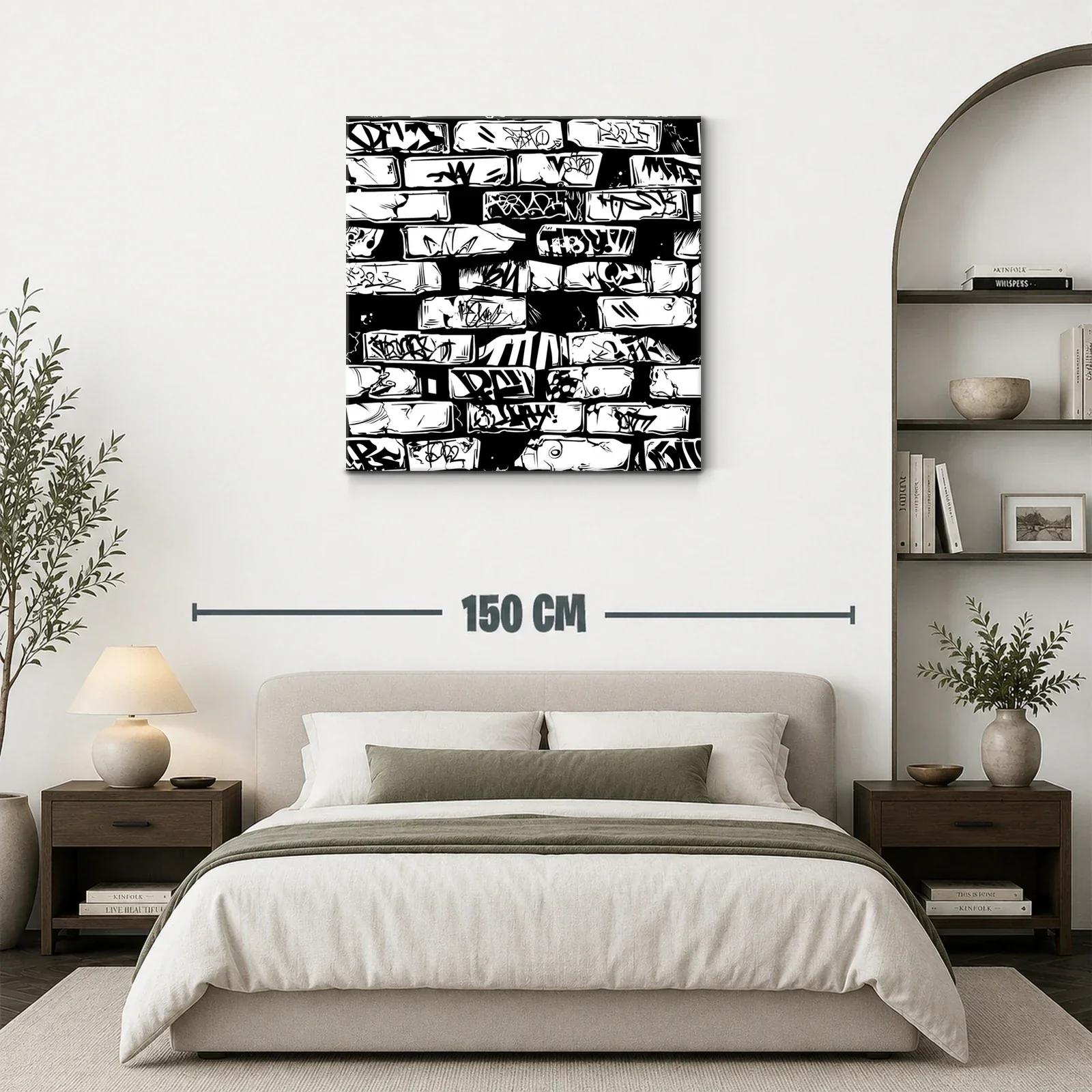 Arte urbano con grafitis en patrón monocromo moderno — miniatura 3