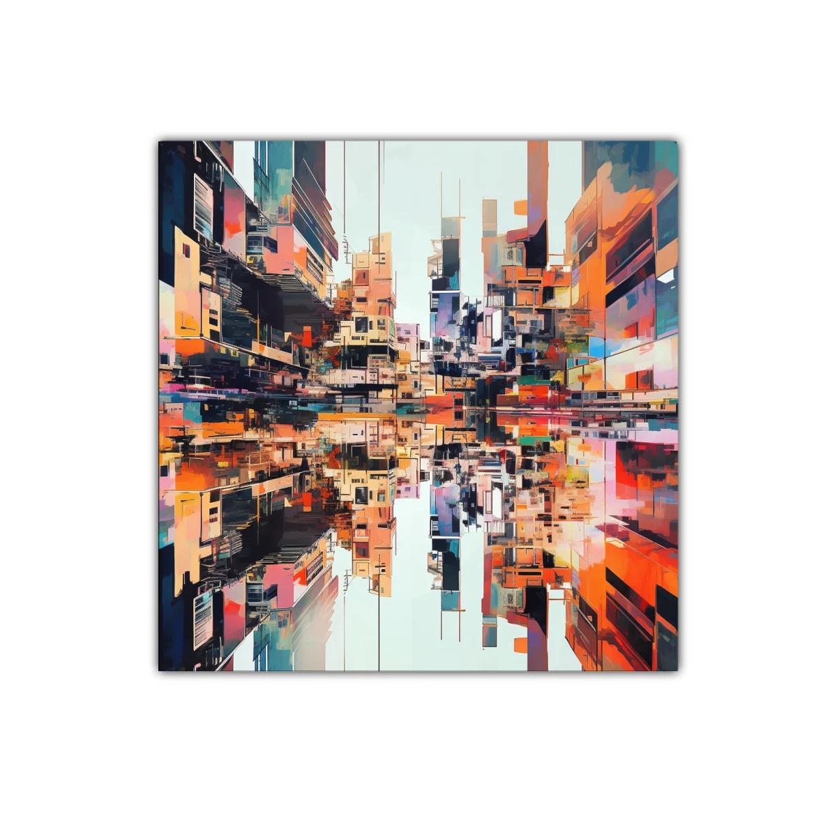 Arte urbano vibrante con reflejos y arquitectura moderna — imagen principal