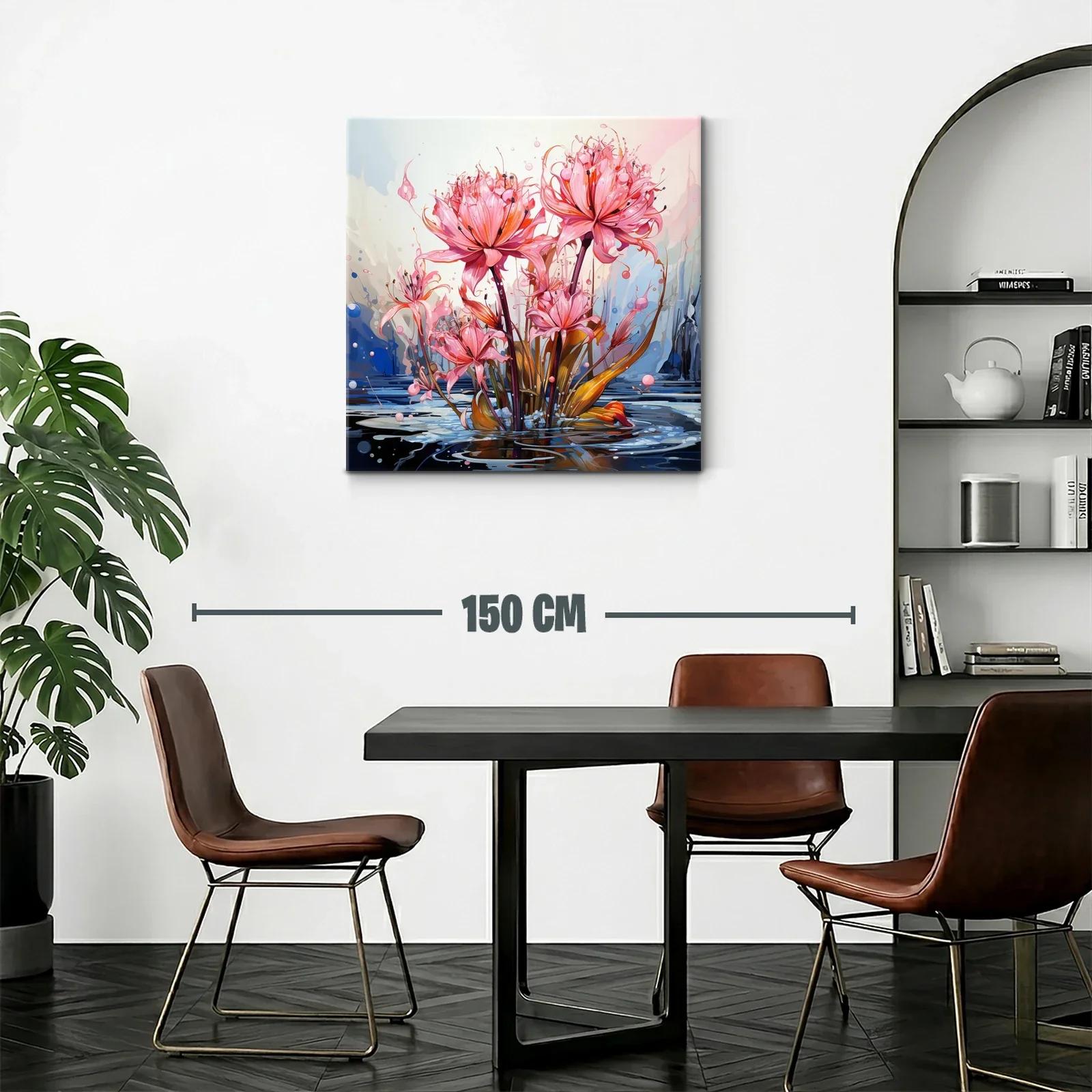 Flores exuberantes en tonos rosa sobre agua reflejada — miniatura 2