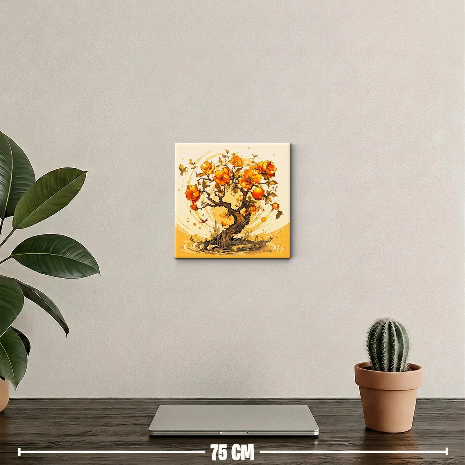 Árbol con flores y frutos en tonos cálidos y vibrantes — miniatura 2