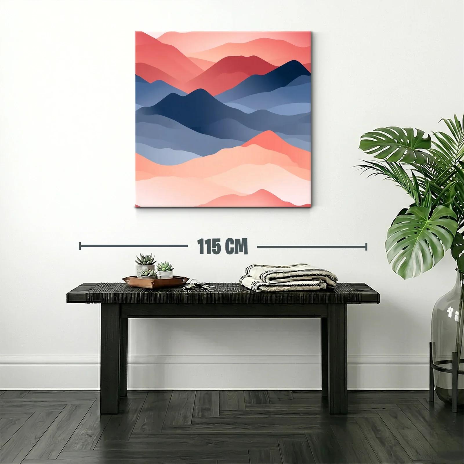 Paisaje abstracto de montañas en tonos cálidos y azules — miniatura 2