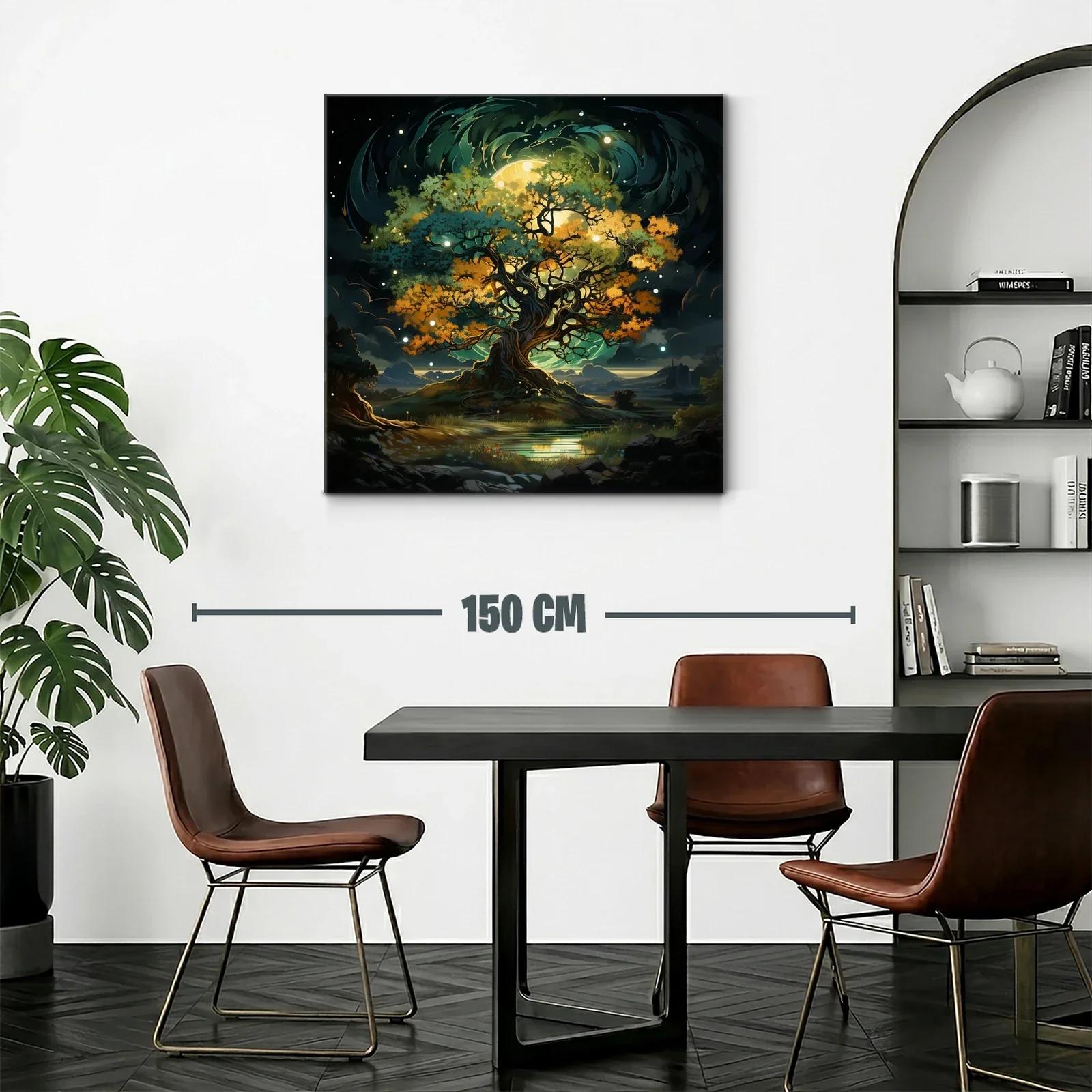 Árbol mágico iluminado en paisaje nocturno fascinante — miniatura 2