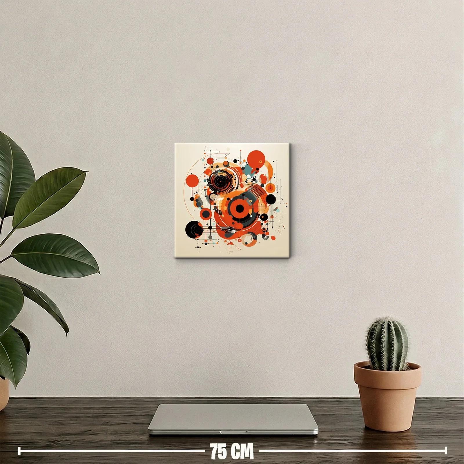 Composición abstracta con círculos en tonos cálidos y negros — miniatura 2