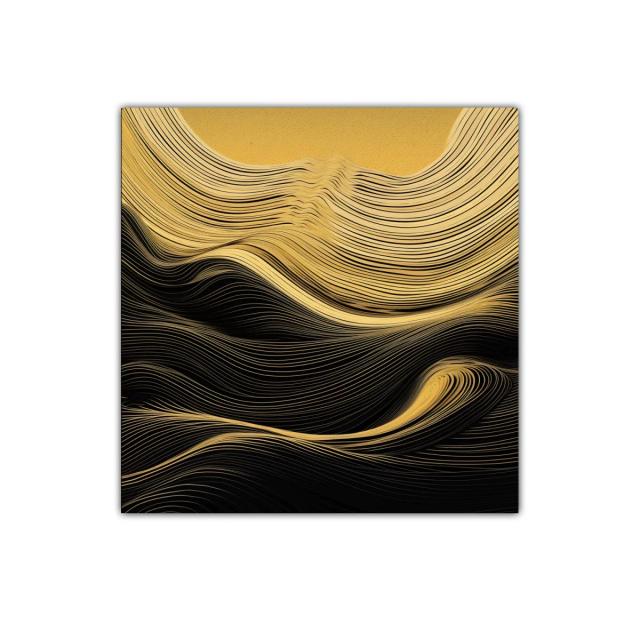 Cuadro abstracto líneas doradas y negras en movimiento