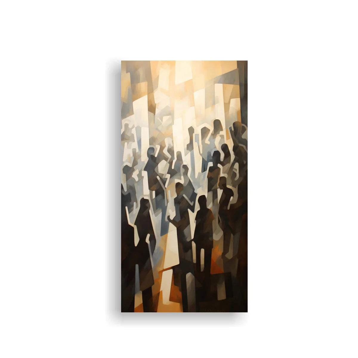 Cuadro multitud de personas con luces y sombras intensas