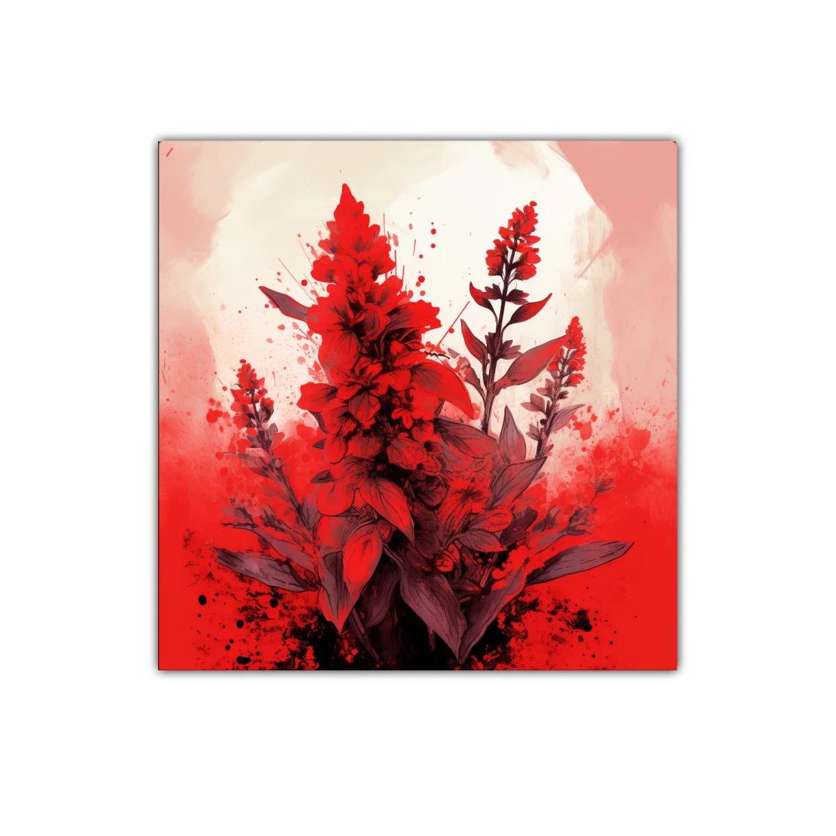 Cuadro decorativo flores rojas intensas y contraste vibrante