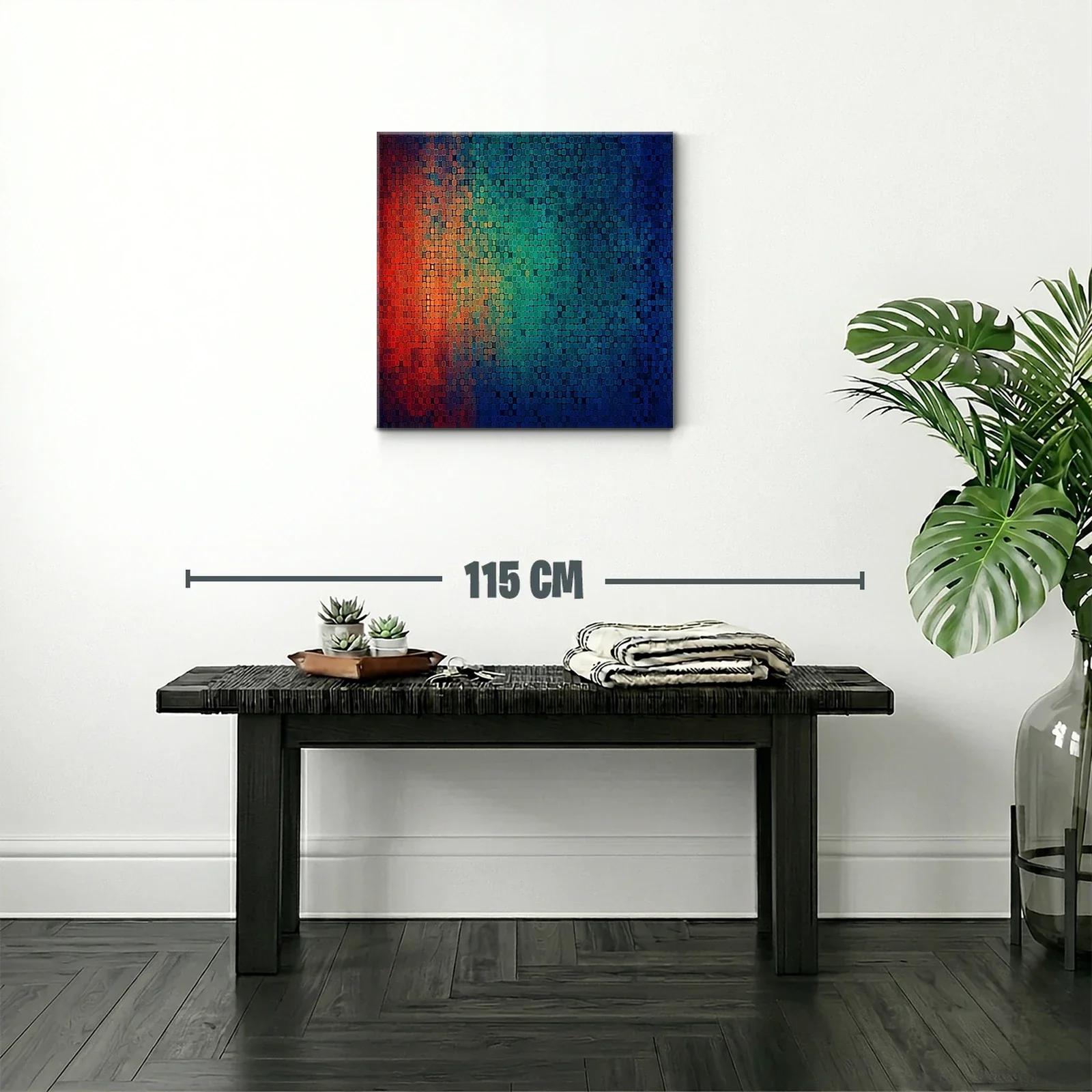 Cuadro abstracto mosaico en vibrantes tonos cálidos y fríos — miniatura 2