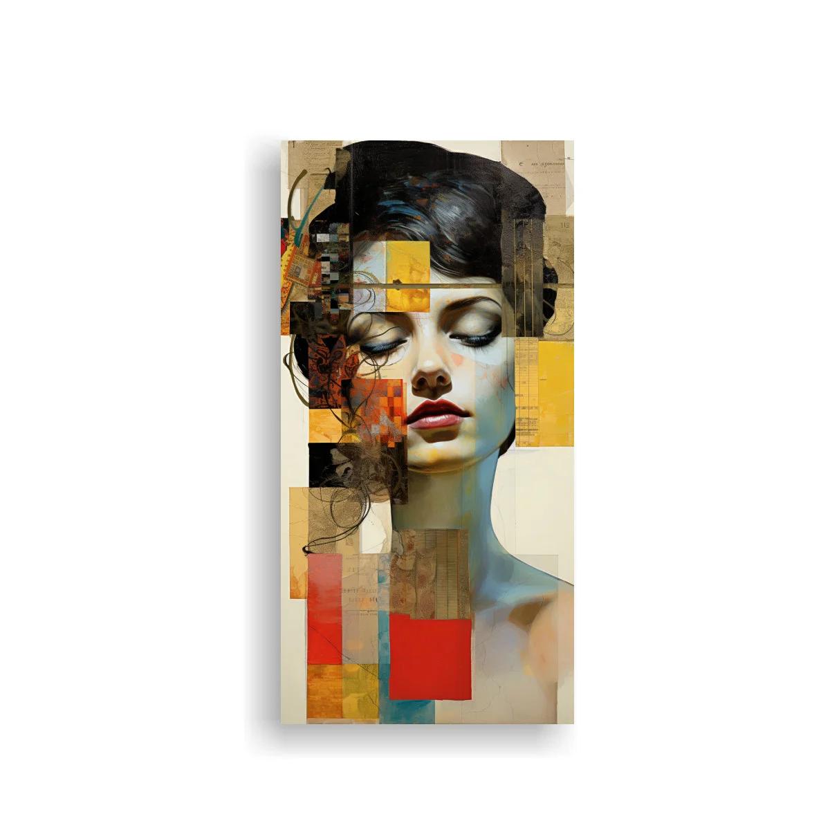Cuadro rostro de mujer con collage geométrico — imagen principal