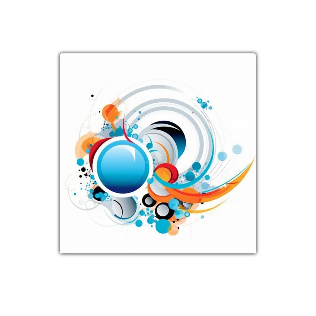 Cuadro decorativo con diseño abstracto en tonos azules y naranjas — imagen principal