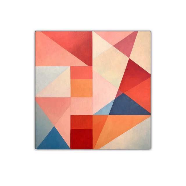 Composición geométrica con tonos cálidos y fríos contrastantes