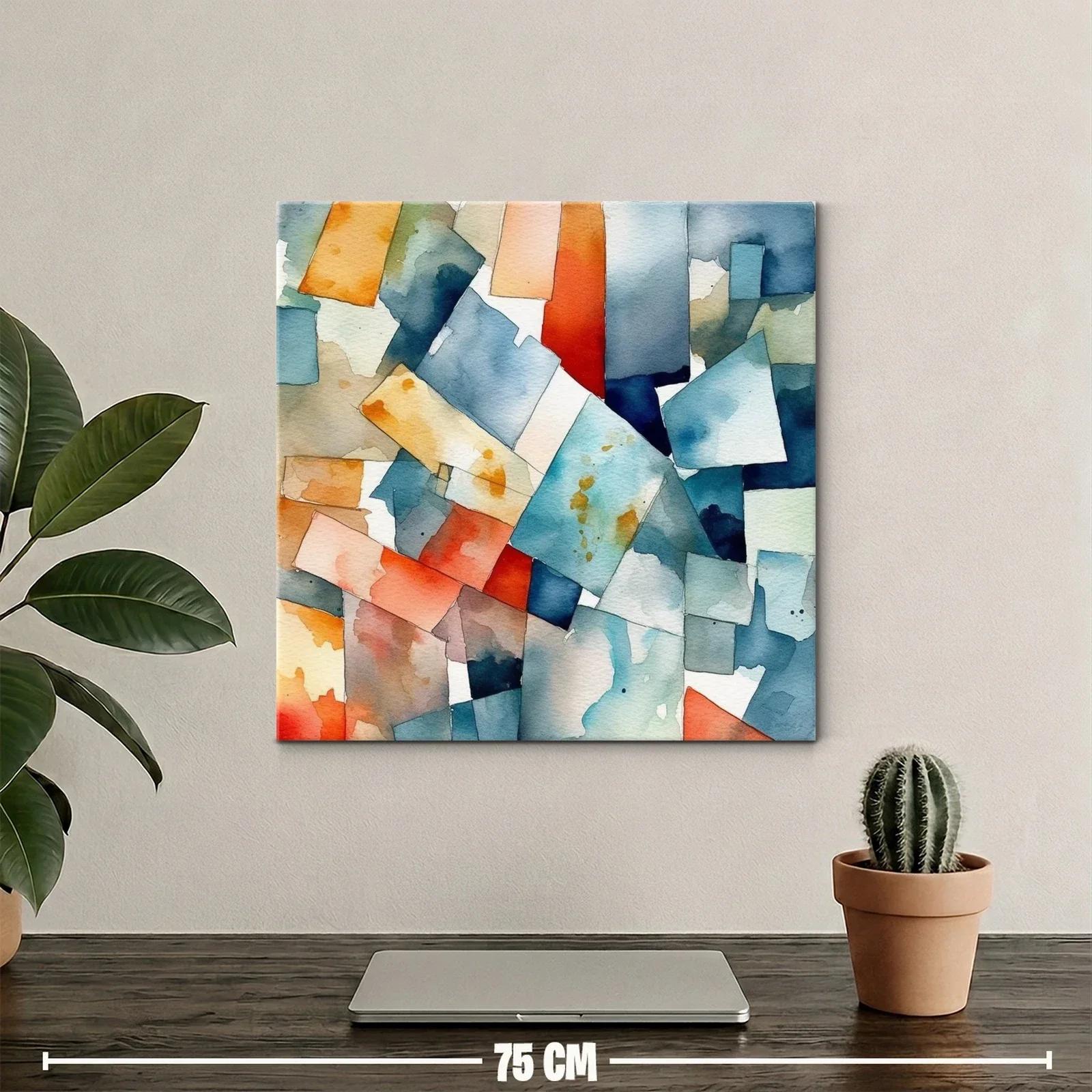 Composición abstracta con tonos cálidos y fríos vibrantes — miniatura 2