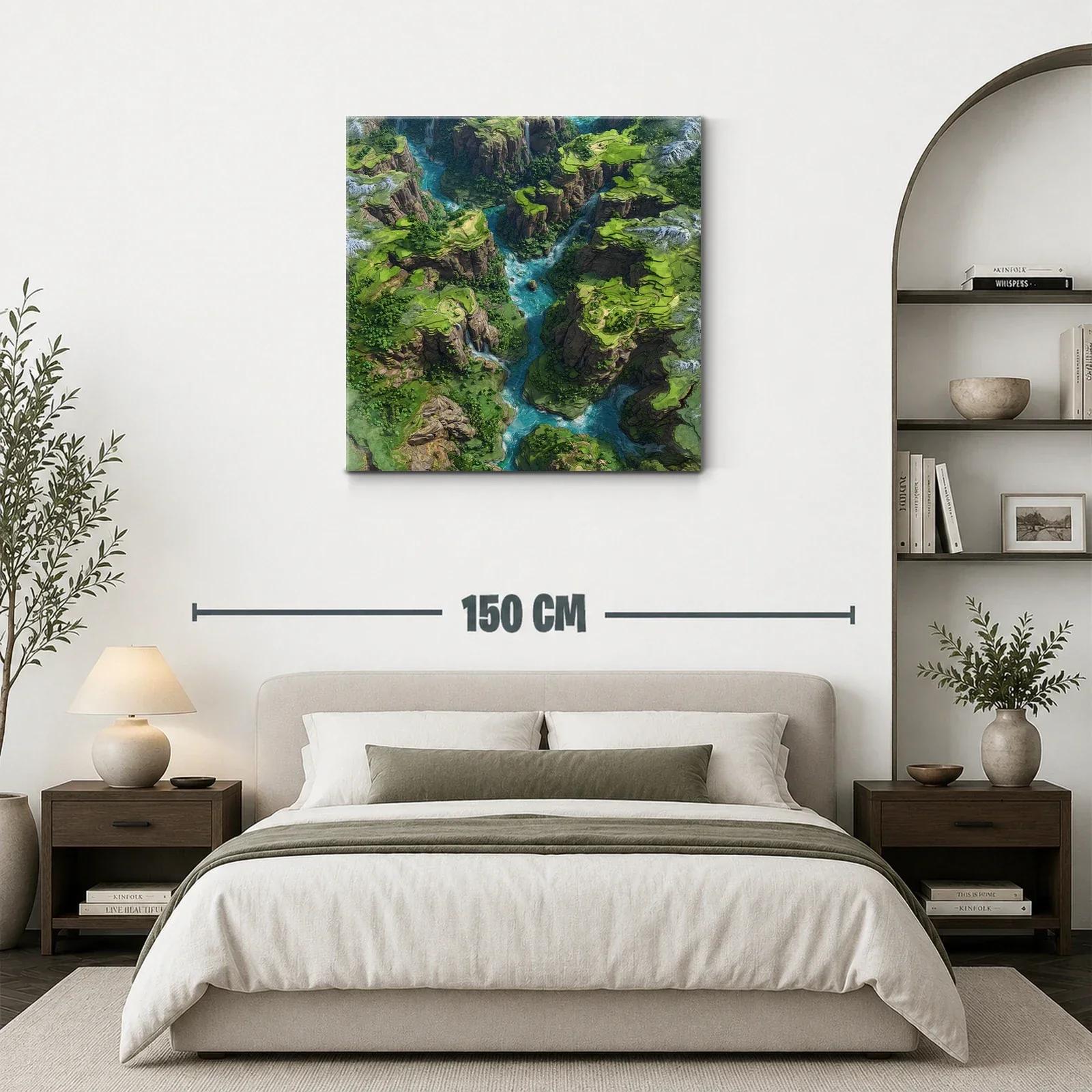 Cañón verde con río azul serpenteante y acantilados rocosos — miniatura 3