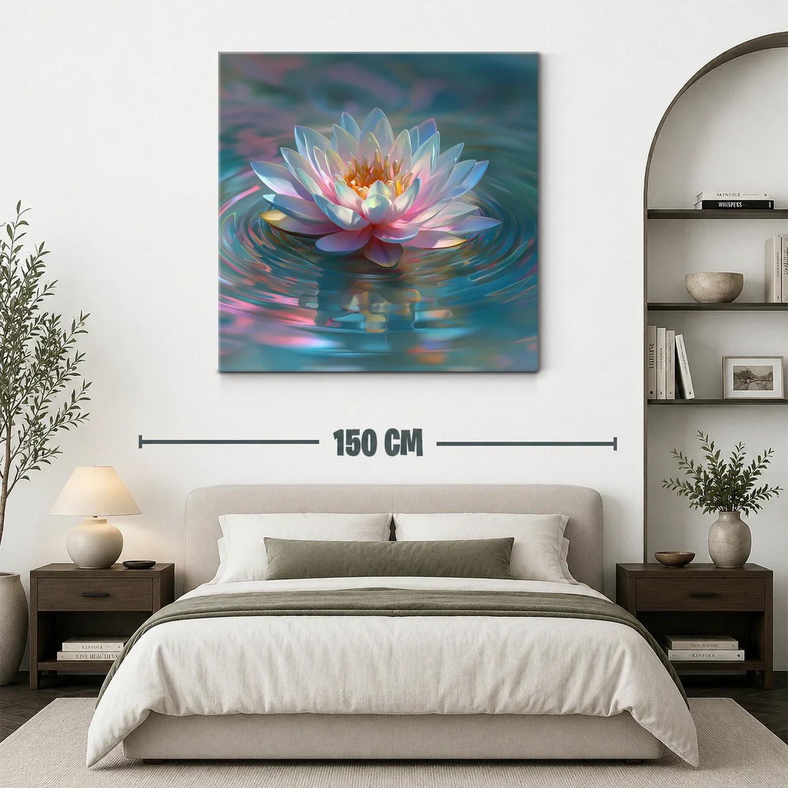Flor de loto en aguas con reflejos iridiscentes — miniatura 3