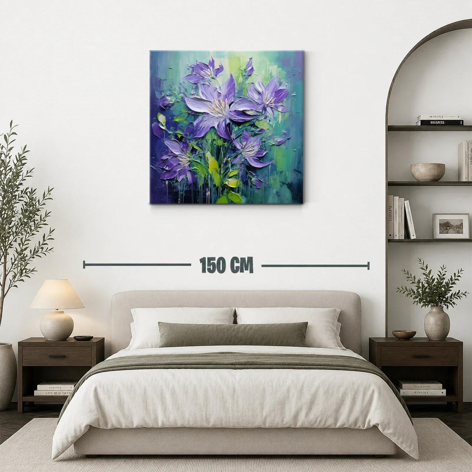 Flores púrpuras vibrantes con fondo verde y azul — miniatura 3
