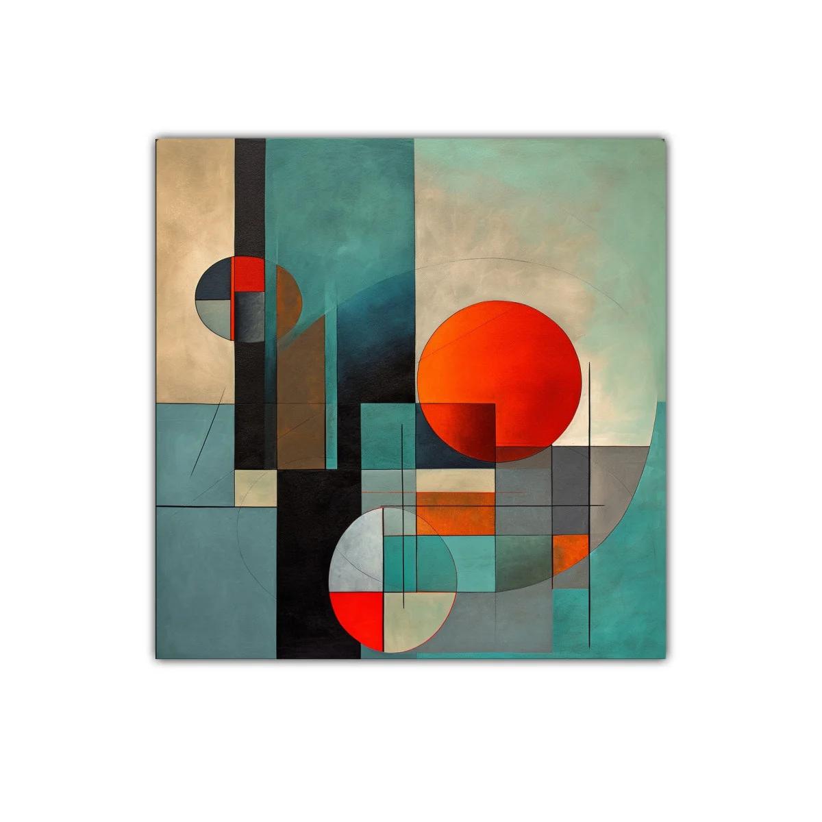 Composición geométrica con círculos y bloques de color vivos