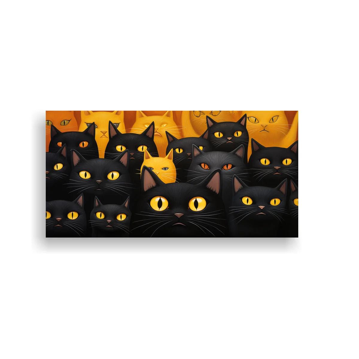 Cuadro gatos negros en patrón compacto