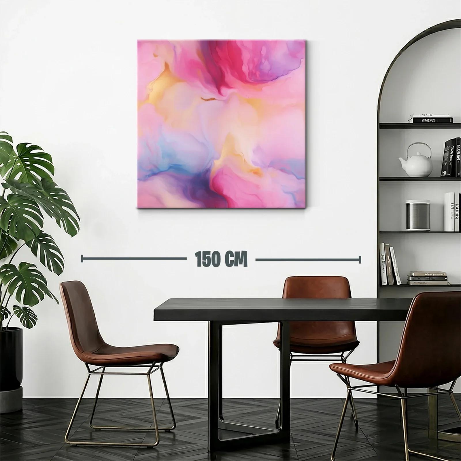 Cuadro abstracto con tonos rosas y dorados delicados — miniatura 2