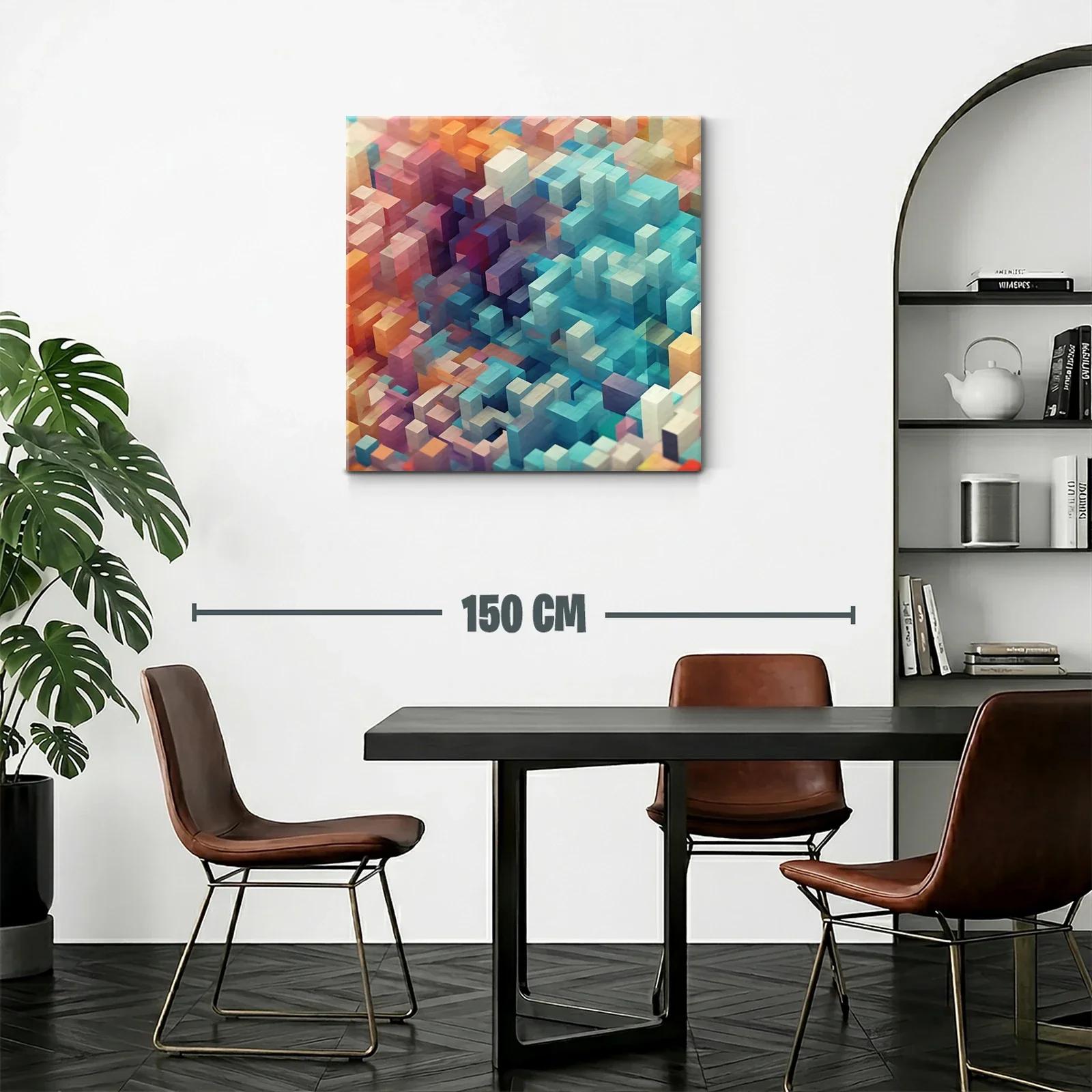 Composición abstracta de cubos en tonos vibrantes y pastel — miniatura 2