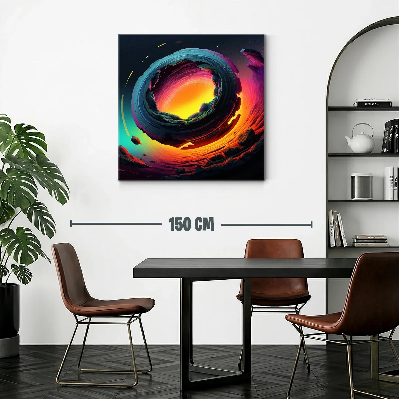 Cuadro abstracto con espiral de fuego y tonos vibrantes — miniatura 2