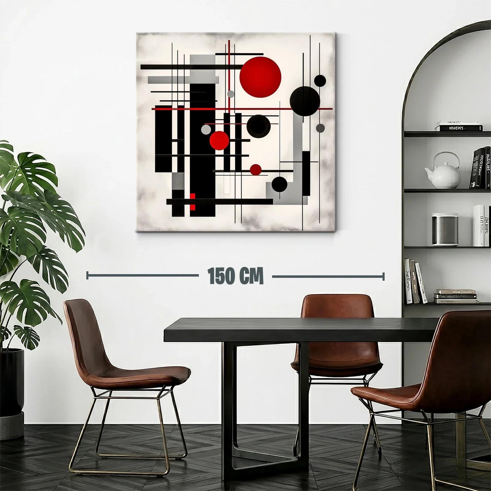 Composición geométrica con círculos y líneas rojas negras y grises — miniatura 2