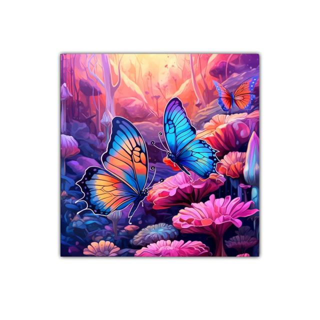 Mariposas vibrantes en un bosque de fantasía colorido