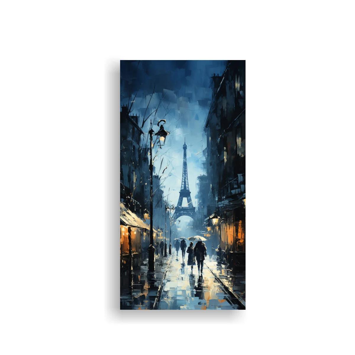 Cuadro Torre Eiffel al final de una calle mojada