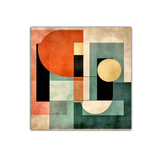 Composición geométrica con tonos cálidos y fríos equilibrados