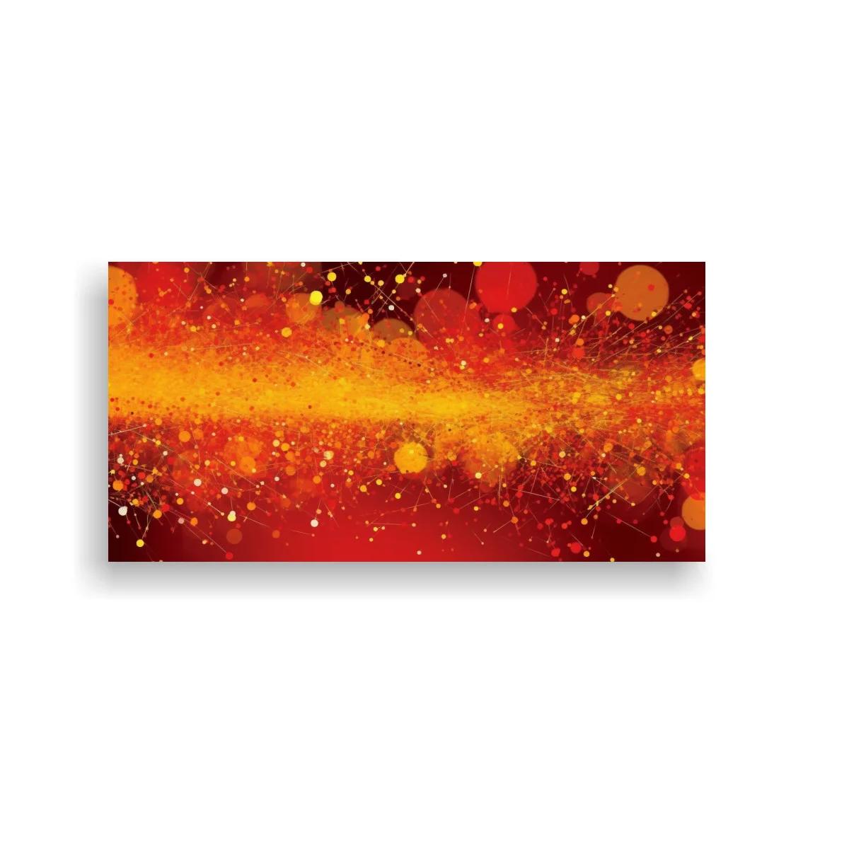 Cuadro explosión abstracta dorada con franja luminosa horizontal — imagen principal