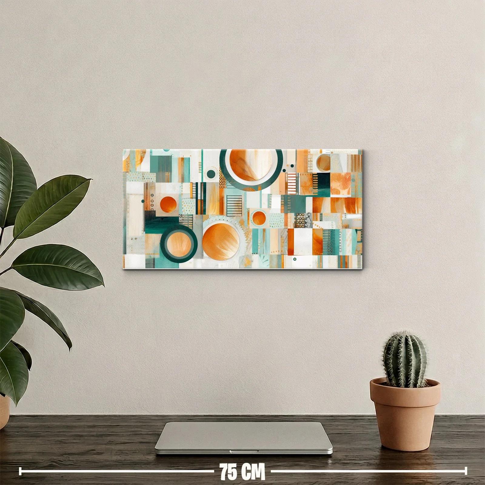 Cuadro geométrico con círculos naranjas y bloques rectangulares — miniatura 2