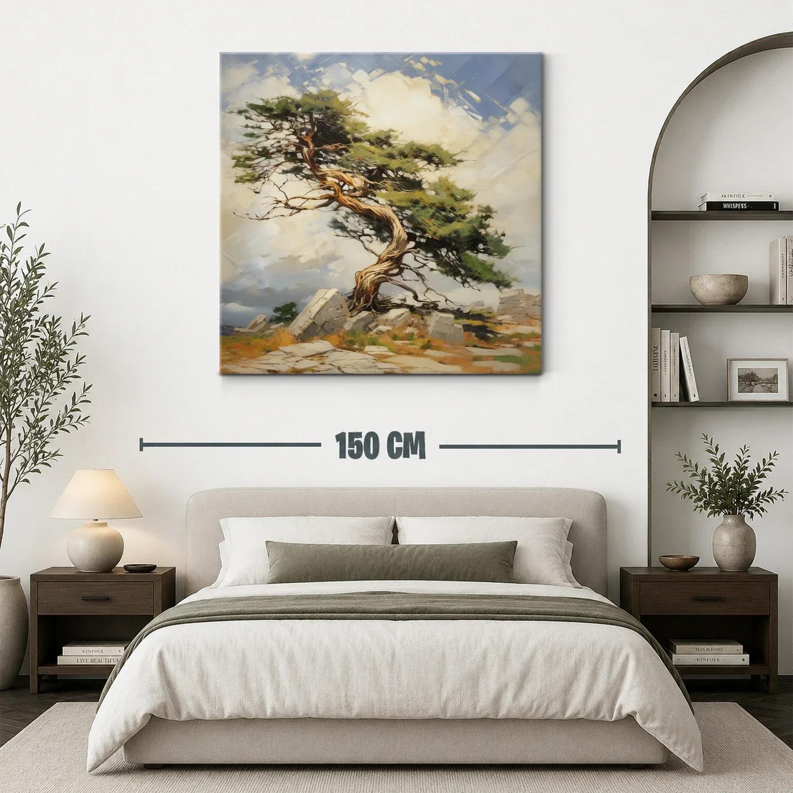 Árbol solitario entre rocas con cielo iluminado — miniatura 3