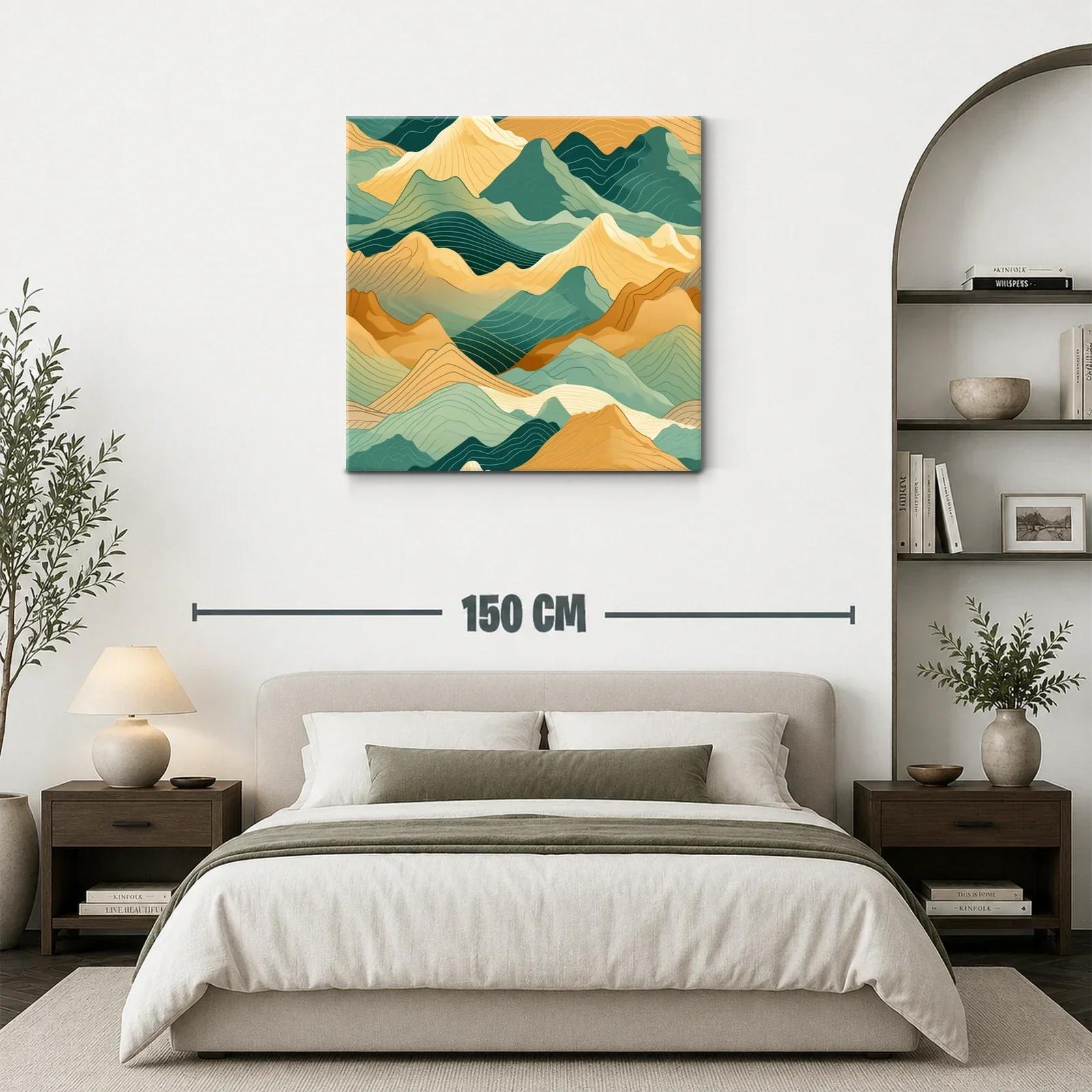 Montañas abstractas en tonos verdes y ocres — miniatura 3